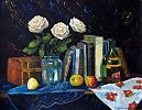 Натюрморт с белыми розами