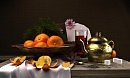 Натюрморт с чаем и фруктами