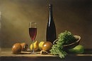 Натюрморт с бутылкой и фруктами